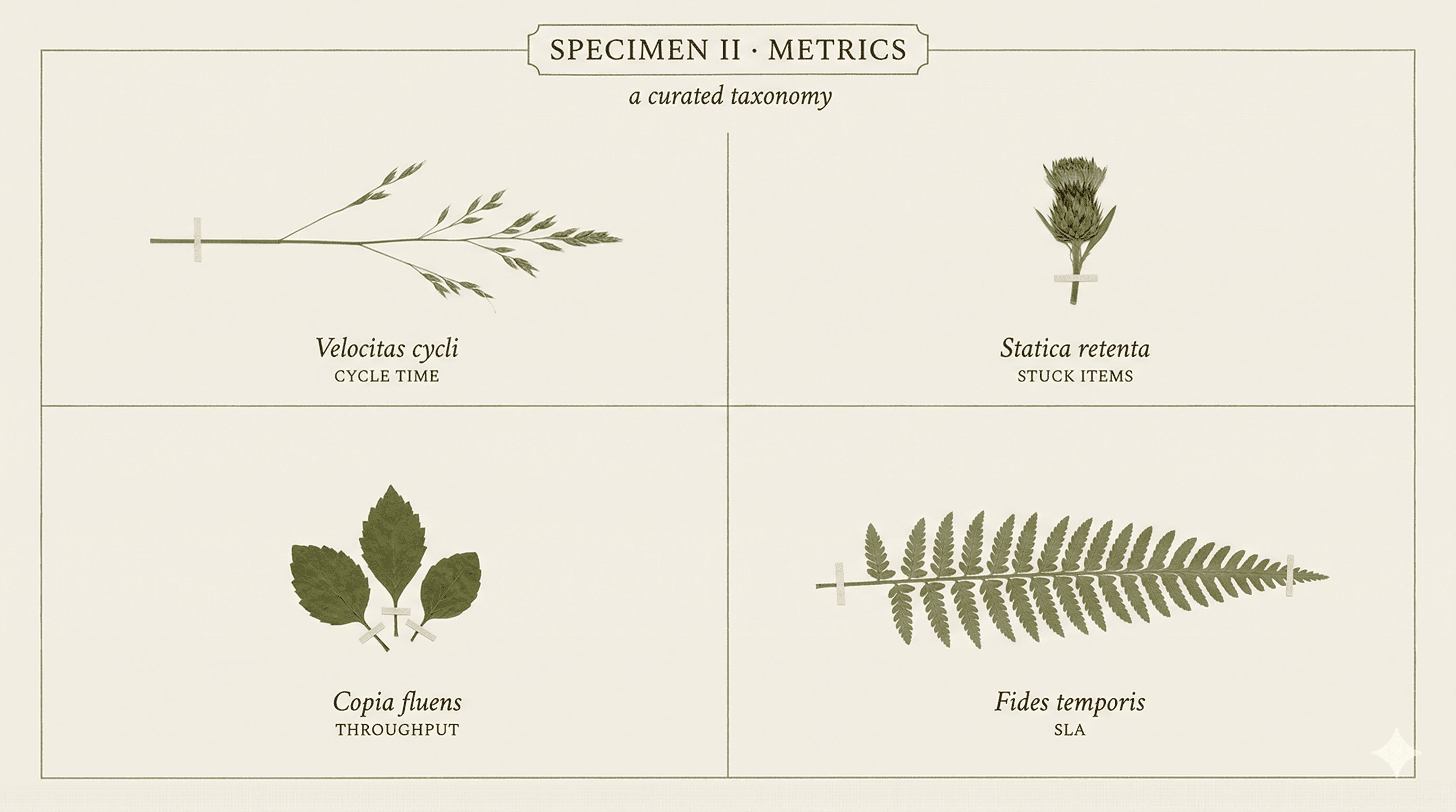 Cycle time, stuck items, throughput, and SLA metrics